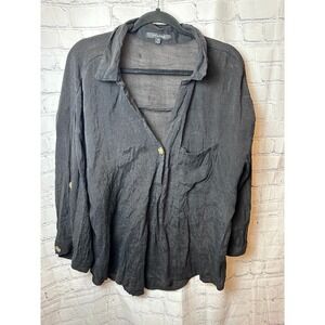 New Look Black Button-Down Shirt Lightweight Long Sleeve 3X